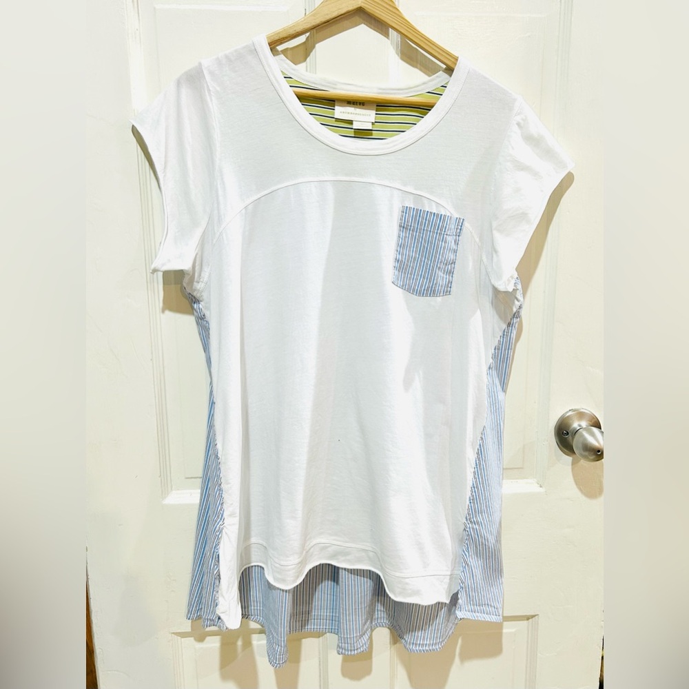 MAEVE Anthropologie Darcy Tunic Tee Striped Coastal Preppy Relaxed Size S - Picture 6 of 10